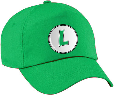 Bellatio Decorations game verkleed pet - loodgieter Luigi - groen - volwassenen - carnaval/themafeest - Verkleedhoofddek