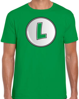 Bellatio Decorations Game verkleed t-shirt voor heren - loodgieter Luigi - groen - carnaval/themafeest kostuum