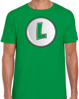 Bellatio Decorations Game verkleed t-shirt voor heren - loodgieter Luigi - groen - carnaval/themafeest kostuum