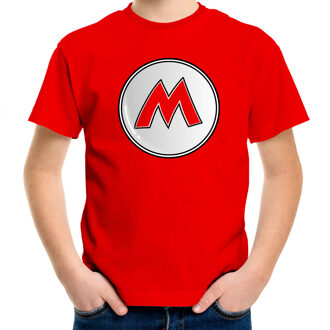 Bellatio Decorations Game verkleed t-shirt voor kinderen - loodgieter Mario - rood - carnaval/themafeest kostuum L (140-152)