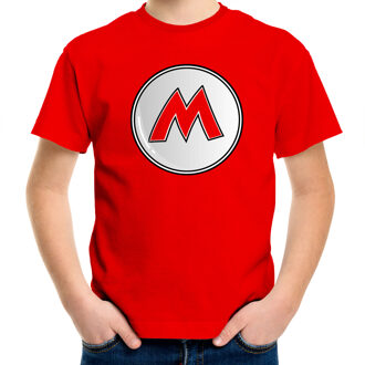 Bellatio Decorations Game verkleed t-shirt voor kinderen - loodgieter Mario - rood - carnaval/themafeest kostuum