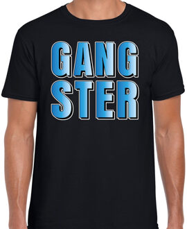 Bellatio Decorations Gangster fun tekst t-shirt zwart heren M