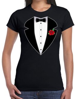 Bellatio Decorations Gangster / maffia pak kostuum t-shirt zwart voor dames