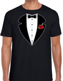 Bellatio Decorations Gangster / maffia pak kostuum t-shirt zwart voor heren