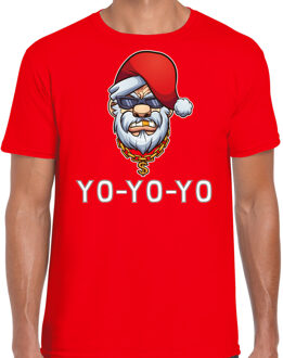 Bellatio Decorations Gangster / rapper Santa fout Kerstshirt / outfit rood voor heren