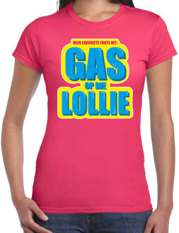 Bellatio Decorations Gas op die Lollie foute party shirt roze dames L