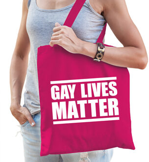 Bellatio Decorations Gay lives matter anti homo discriminatie tas fuchsia roze voor dames - staken / betoging / demonstratie / protest shopper - lhbt / gay / lesbo