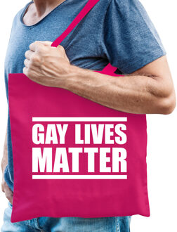 Bellatio Decorations Gay lives matter anti homo discriminatie tas fuchsia roze voor heren - staken / betoging / demonstratie / protest shopper - lhbt / gay