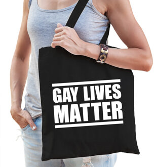 Bellatio Decorations Gay lives matter anti homo discriminatie tas zwart voor dames - staken / betoging / demonstratie / protest shopper - lhbt / gay / lesbo