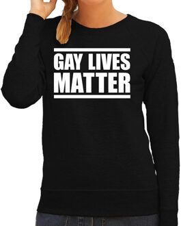Bellatio Decorations Gay lives matter anti homo / lesbo discriminatie sweater zwart voor dames XL