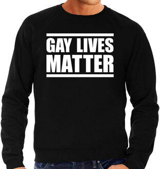 Bellatio Decorations Gay lives matter anti homo / lesbo discriminatie sweater zwart voor heren 2XL