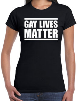 Bellatio Decorations Gay lives matter anti homo / lesbo discriminatie t-shirt zwart voor dames XS