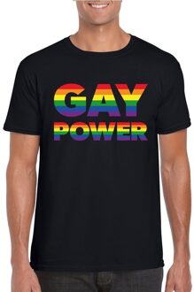 Bellatio Decorations Gay power regenboog gay pride shirt zwart voor heren 2XL