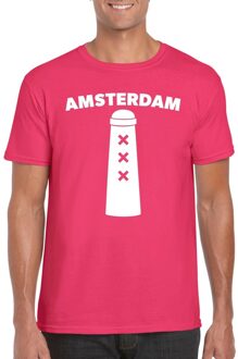 Bellatio Decorations Gay Pride Amsterdammertje shirt roze heren 2XL