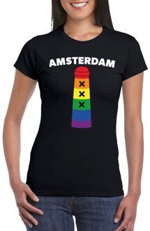 Bellatio Decorations Gay Pride Amsterdammertje shirt zwart dames 2XL