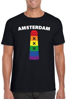 Bellatio Decorations Gay Pride Amsterdammertje shirt zwart heren 2XL