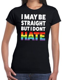 Bellatio Decorations Gay pride I may be straight but i dont hate t-shirt zwart dames S