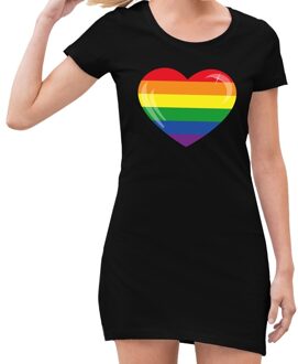 Bellatio Decorations Gay pride regenboog hart jurkje zwart dames