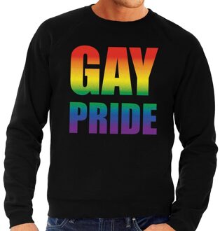 Bellatio Decorations Gay pride regenboog sweater zwart voor heren 2XL