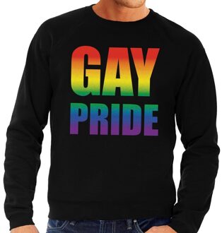 Bellatio Decorations Gay pride regenboog sweater zwart voor heren M