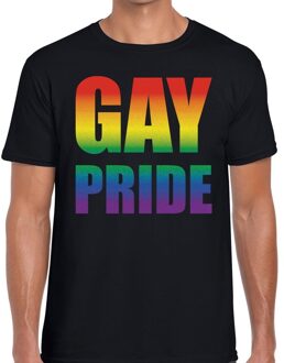 Bellatio Decorations Gay pride regenboog t-shirt zwart voor heren 2XL