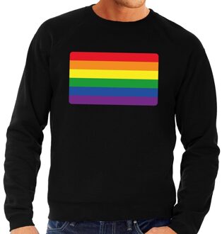 Bellatio Decorations Gay pride regenboog vlag sweater zwart voor heren 2XL