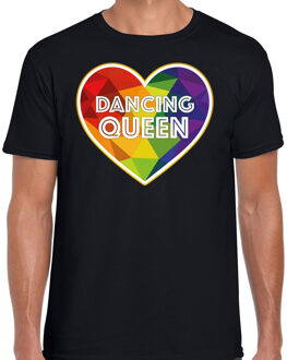 Bellatio Decorations Gay Pride shirt - dancing queen - regenboog - heren - zwart 2XL - Feestshirts