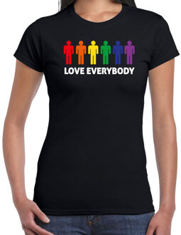 Bellatio Decorations Gay Pride shirt - love everybody - regenboog - dames - zwart 2XL - Feestshirts