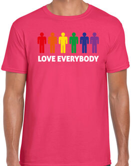 Bellatio Decorations Gay Pride shirt - love everybody - regenboog - heren - roze 2XL - Feestshirts