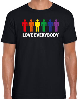 Bellatio Decorations Gay Pride shirt - love everybody - regenboog - heren - zwart 2XL - Feestshirts