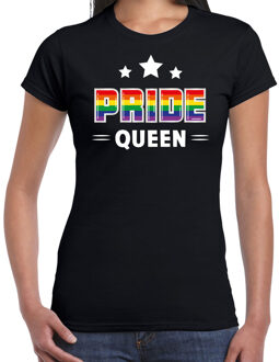 Bellatio Decorations Gay Pride shirt - pride queen - regenboog - dames - zwart 2XL - Feestshirts