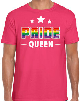 Bellatio Decorations Gay Pride shirt - pride queen - regenboog - heren - roze 2XL - Feestshirts