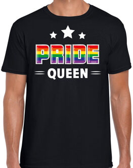 Bellatio Decorations Gay Pride shirt - pride queen - regenboog - heren - zwart 2XL - Feestshirts