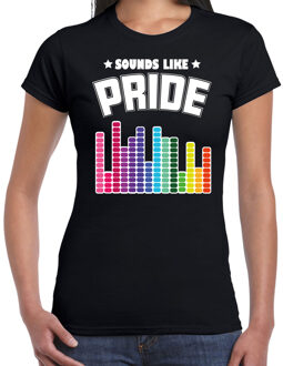 Bellatio Decorations Gay Pride shirt - sounds like pride - regenboog - dames - zwartA 2XL - Feestshirts