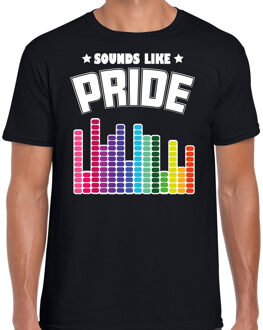 Bellatio Decorations Gay Pride shirt - sounds like pride - regenboog - heren - zwart 2XL - Feestshirts