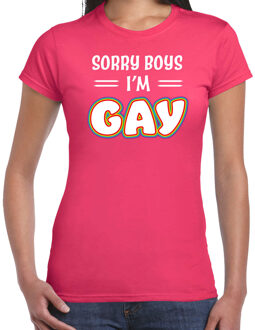 Bellatio Decorations Gay Pride t-shirt - dames - roze - Sorry boys - LHBTI 2XL - Feestshirts