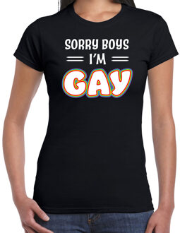 Bellatio Decorations Gay Pride t-shirt - dames - zwart - Sorry boys - LHBTI 2XL - Feestshirts