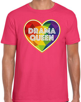 Bellatio Decorations Gay Pride t-shirt - heren - roze - drama queen - LHBTI 2XL - Feestshirts