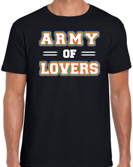 Bellatio Decorations Gay Pride t-shirt - heren - zwart - Army of lovers - LHBTI 2XL - Feestshirts