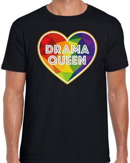 Bellatio Decorations Gay Pride t-shirt - heren - zwart - drama queen - LHBTI 2XL - Feestshirts