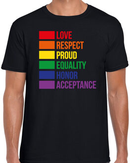 Bellatio Decorations Gay Pride t-shirt - heren - zwart - regenboog vlag - LHBTI 2XL - Feestshirts