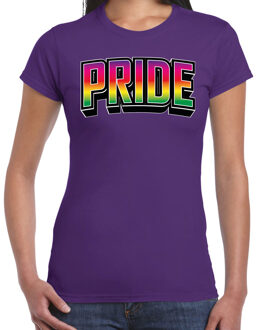 Bellatio Decorations Gay Pride T-shirt voor dames - paars - pride - regenboog - LHBTI L