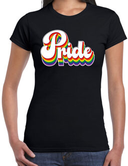 Bellatio Decorations Gay Pride T-shirt voor dames - pride - zwart - regenboog - LHBTI L