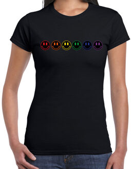 Bellatio Decorations Gay Pride T-shirt voor dames - pride - zwart - smileys - LHBTI