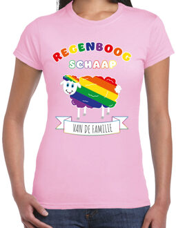 Bellatio Decorations Gay Pride T-shirt voor dames - regenboog schaap - licht roze - LHBTI 2XL