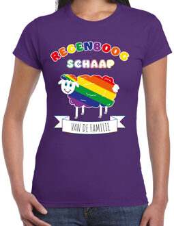 Bellatio Decorations Gay Pride T-shirt voor dames - regenboog schaap - paars - LHBTI 2XL