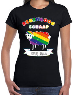 Bellatio Decorations Gay Pride T-shirt voor dames - regenboog schaap - zwart - LHBTI 2XL