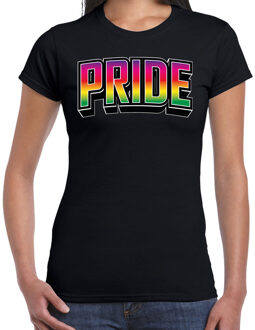 Bellatio Decorations Gay Pride T-shirt voor dames - zwart - pride - regenboog - LHBTI 2XL