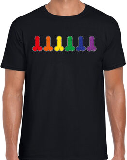 Bellatio Decorations Gay Pride T-shirt voor heren - pride - zwart - piemels - LHBTI