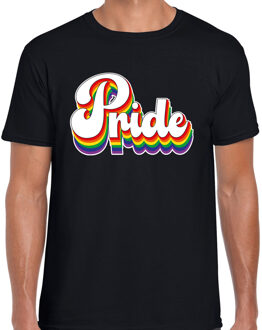 Bellatio Decorations Gay Pride T-shirt voor heren - pride - zwart - regenboog - LHBTI 2XL